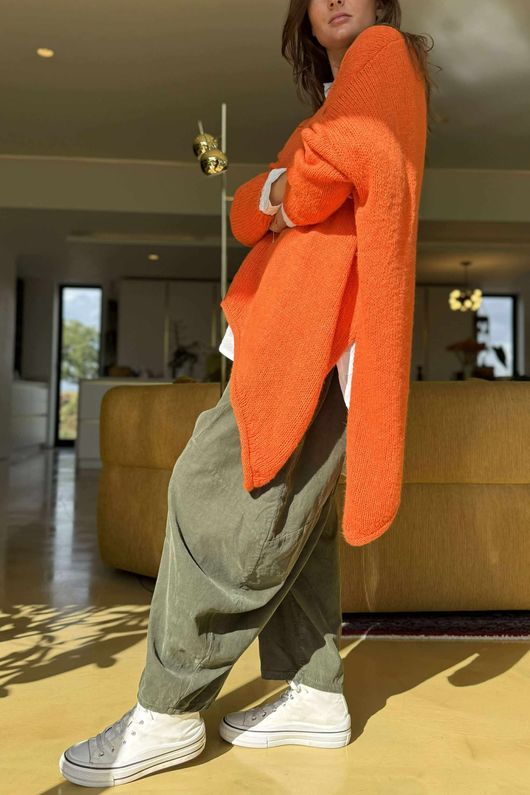Made in Italy Big Softie Super Slant Knit Top Pumpkin 